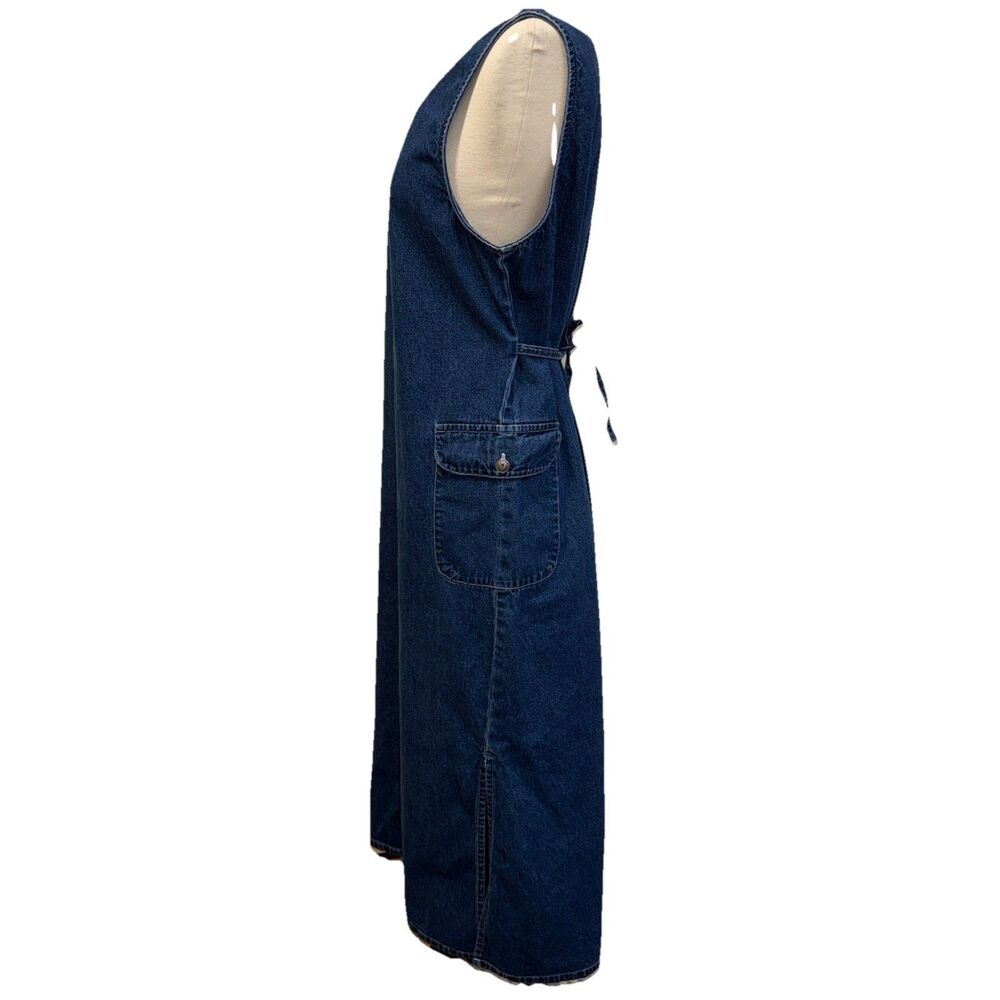 Nick & Sarah Blue Jean Denim Jumper Maxi Dress Med Side Flap Pocket Modest Boho - Picture 3 of 8